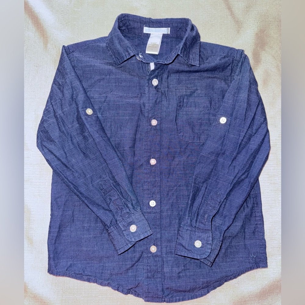 Janie and Jack Navy Button Down Collared Shirt. Size 4